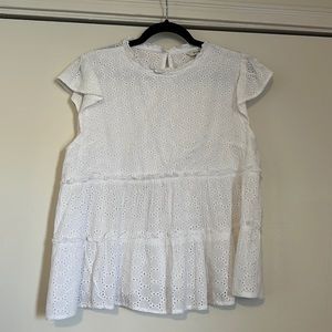 MOVING SALE white eyelet babydoll tiered top